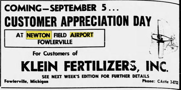 Newton Airport (Newton Field) - Aug 21 1963 Article